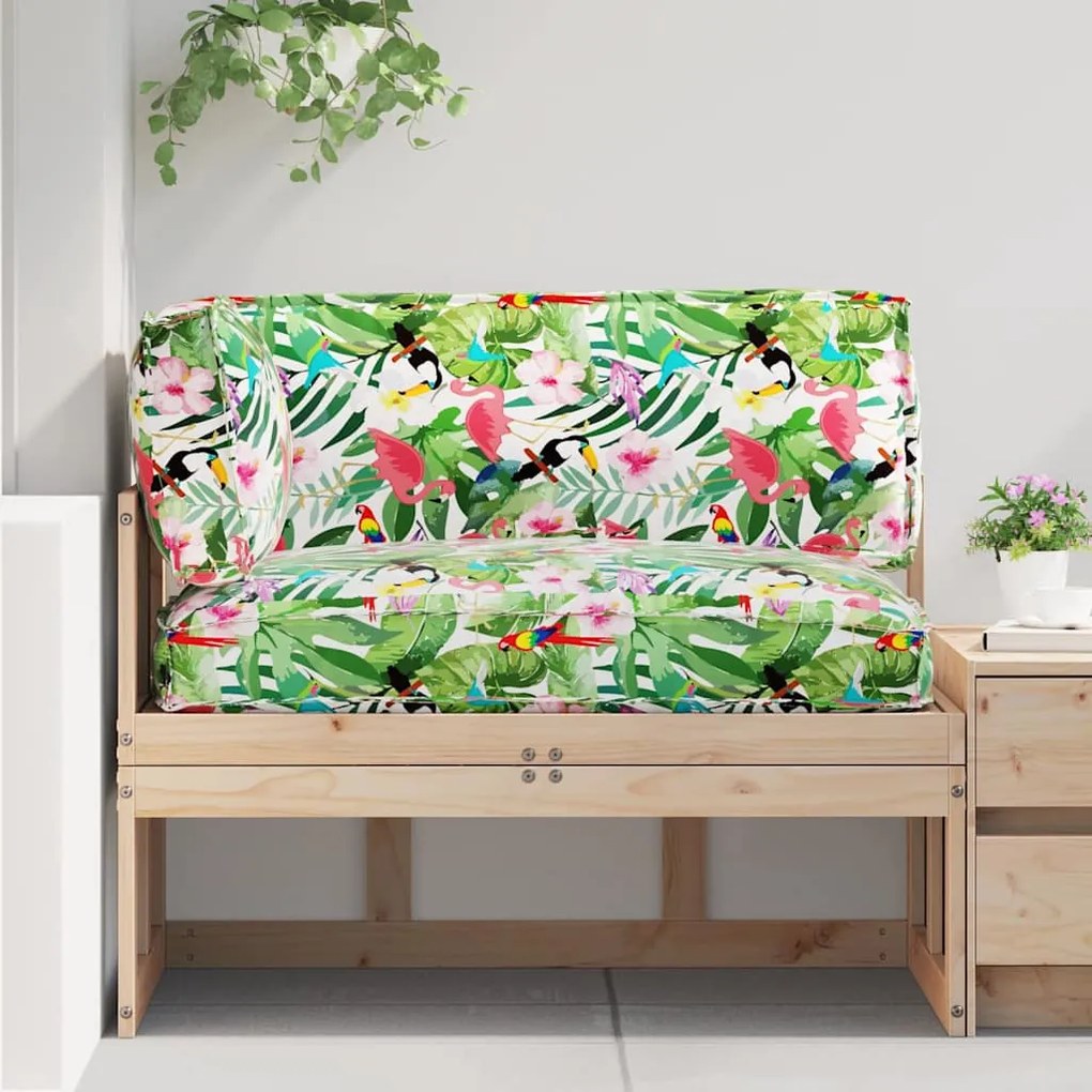 vidaXL Conjunto de Almofadas para Palete Floral 3 pcs Selva Tropical