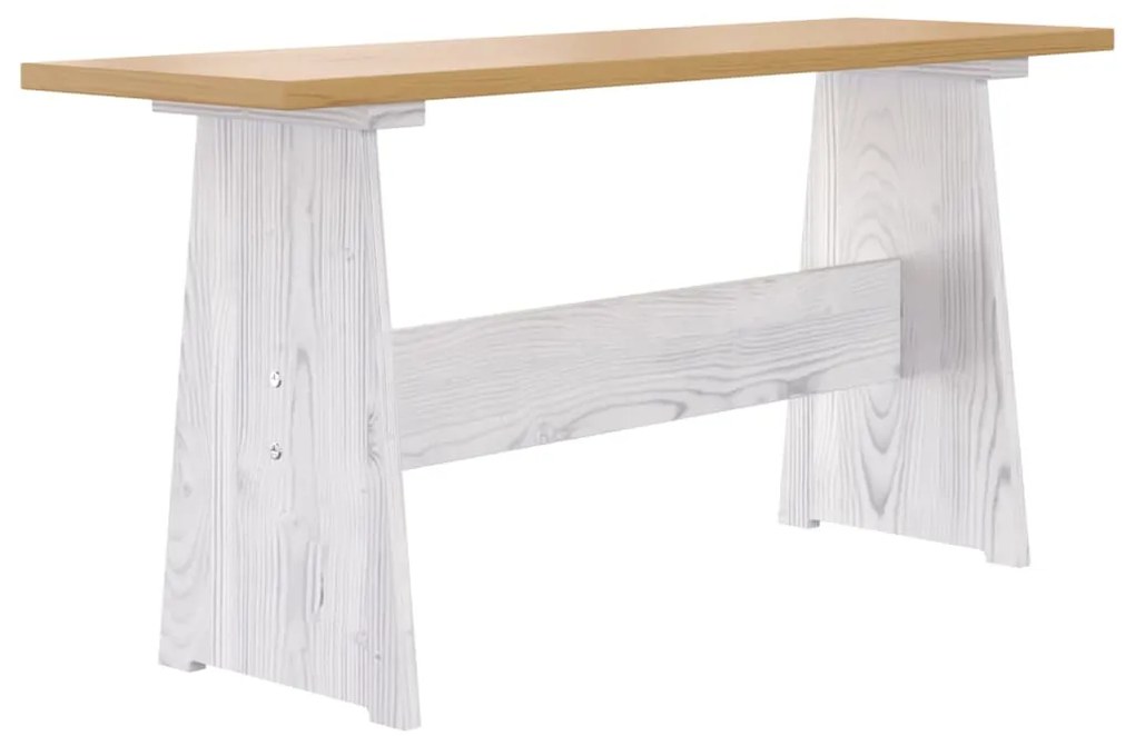 Mesa de jantar com banco REINE pinho maciço castanho mel/branco