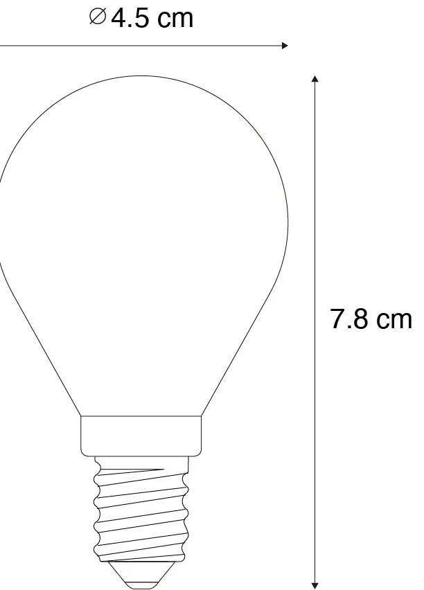 Conjunto de 5 lâmpadas LED E14 G45 douradas 2W 180 lm 2100K
