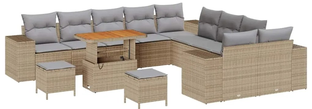 Conjunto de Sofá para Jardim de 13 Peças da com Almofadas em Rattan Si