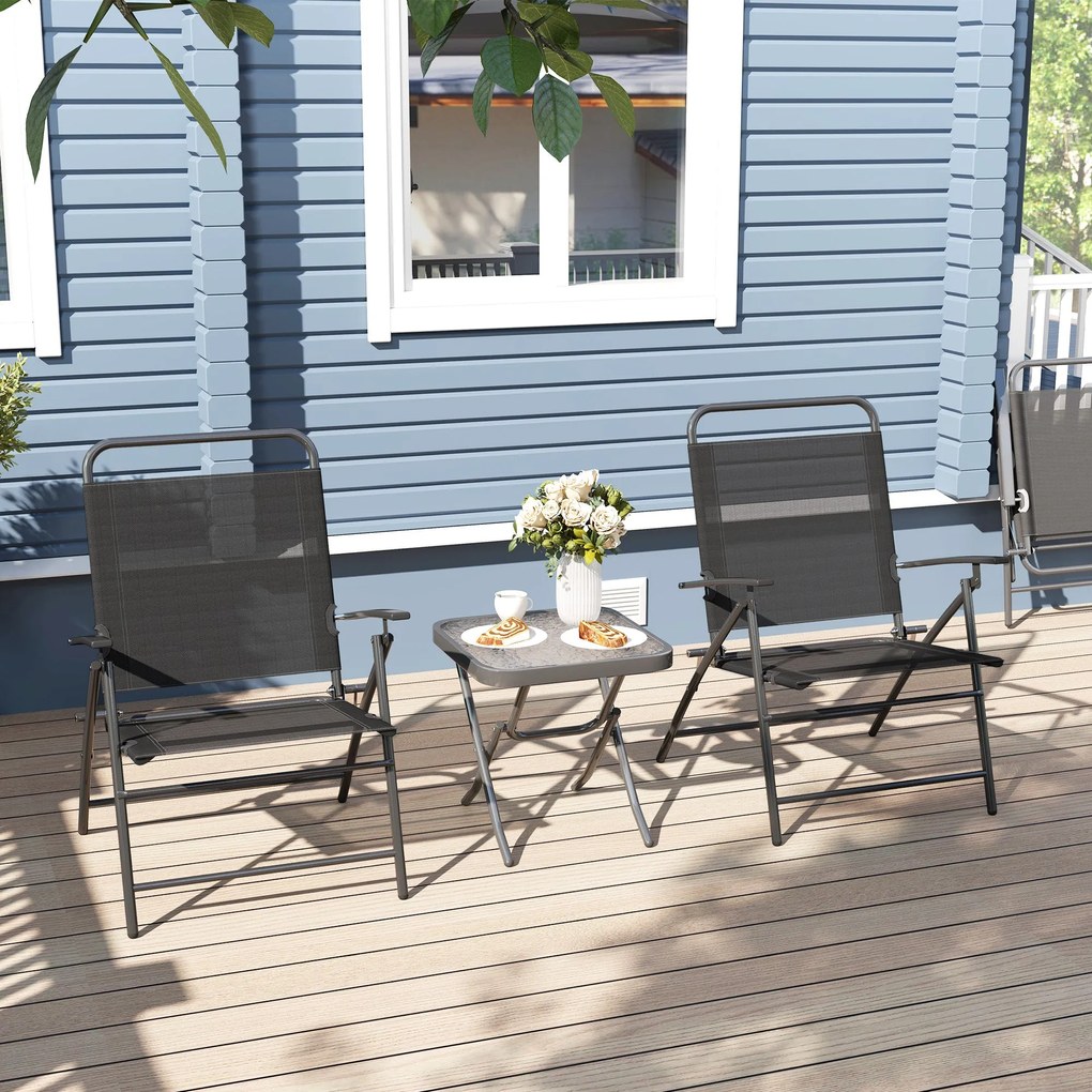 Conjunto de Mesa e Cadeiras de 3 Peças Móveis de Jardim Dobráveis com