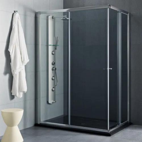 Resguardo de duche rectangular 70x100 Step vidro transparente calha cromada
