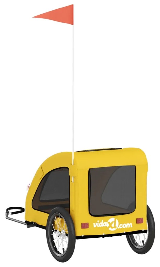 Reboque bicicleta p/ animais tecido oxford/ferro amarelo