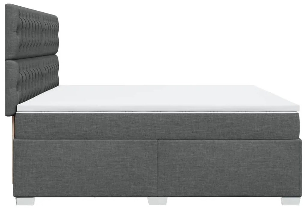 Cama com molas/colchão 200x200 cm tecido cinzento-escuro