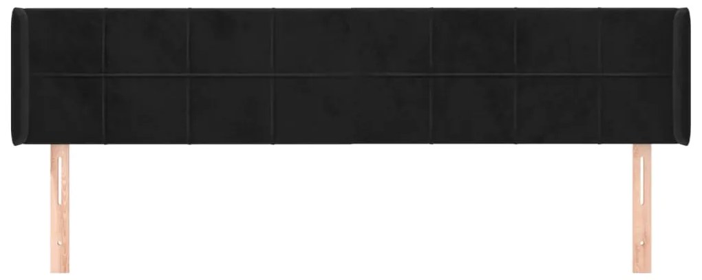 Cabeceira de cama c/ abas veludo 183x16x78/88 cm preto