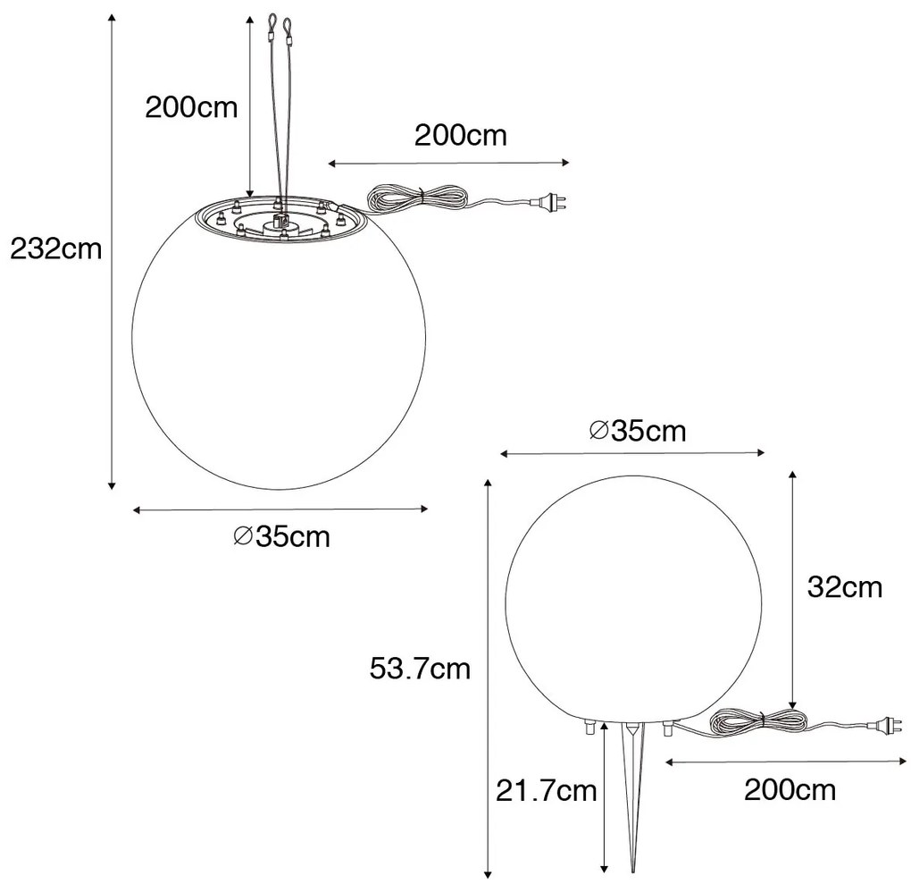 Candeeiro de suspensão exterior moderno branco 35 cm IP65 - Nura Moderno