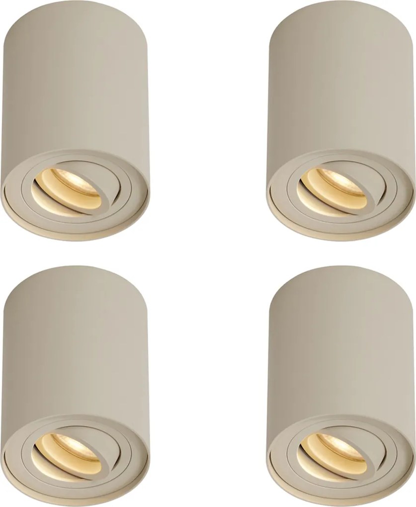 Conjunto de 4 Focos de Teto Modernos Bege GU10 50mm Rotativos e Inclináveis - Rondoo Up