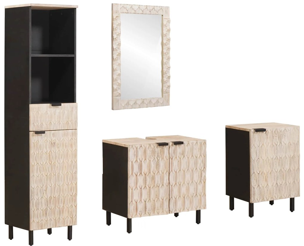 vidaXL Conjuntos de Banheiro com porta 4 pcs Acabamento em Wash Branco