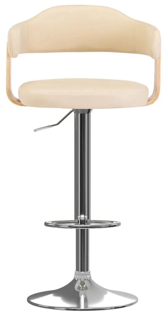 Bancos de bar 2 pcs madeira curvada e couro artificial creme