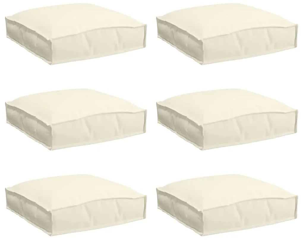 Almofadas de Palete para Assento 6 pcs Creme 40x40x8 cm Tecido Oxford