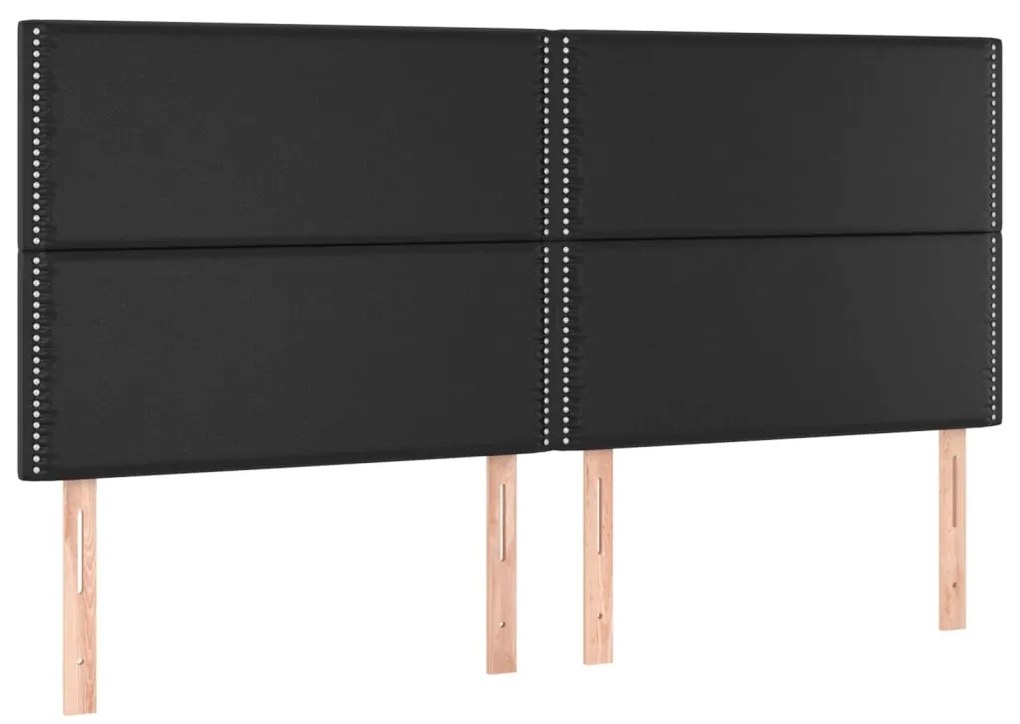 Estrutura de cama c/ cabeceira 180x200cm couro artificial preto