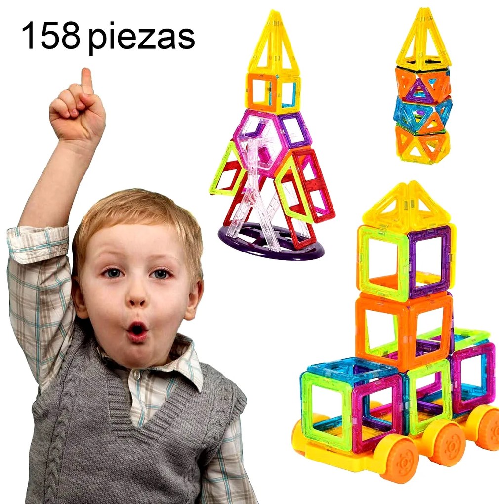 Blocos Magnéticos 158pcs Brinquedos Educativos Educativos Criativos Brinquedos Infantis 1,63kg