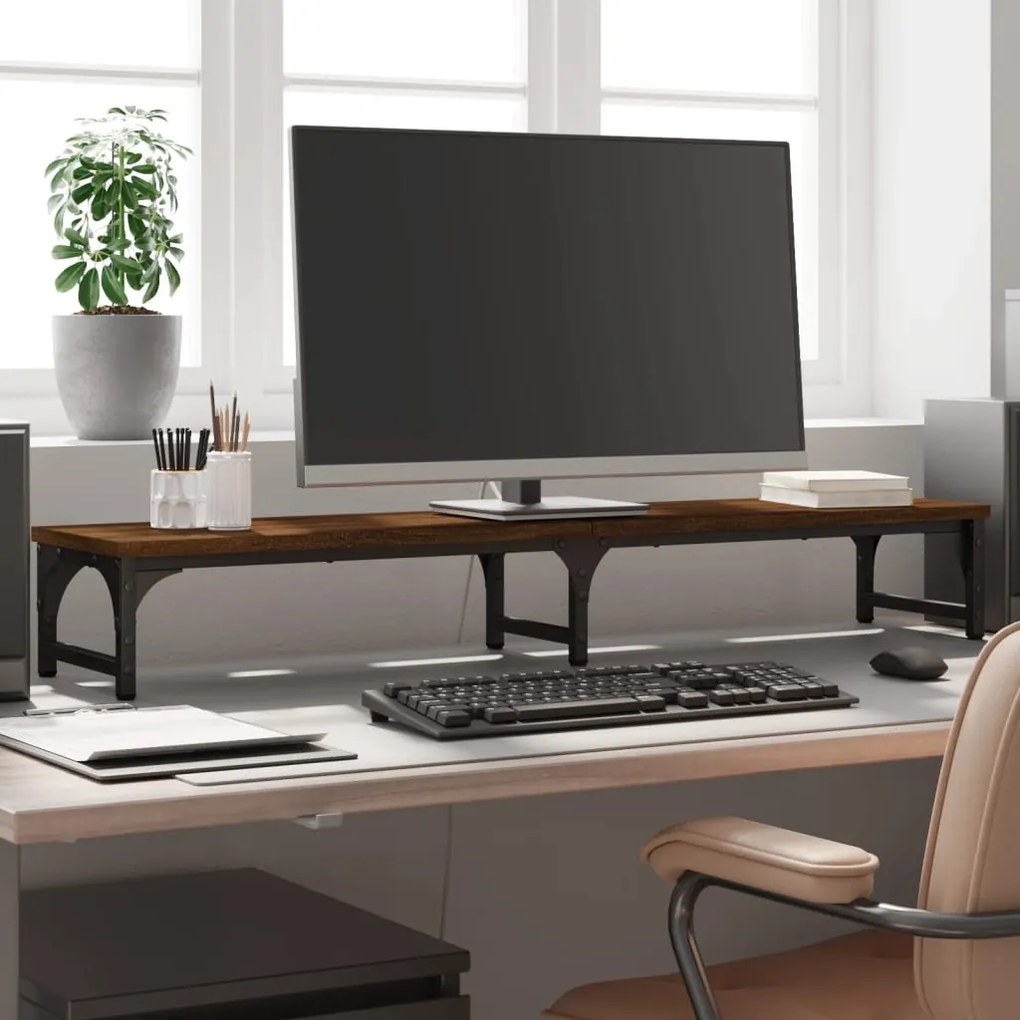 vidaXL Suporte monitor 105x23x15,5 cm deriv. madeira carvalho castanho