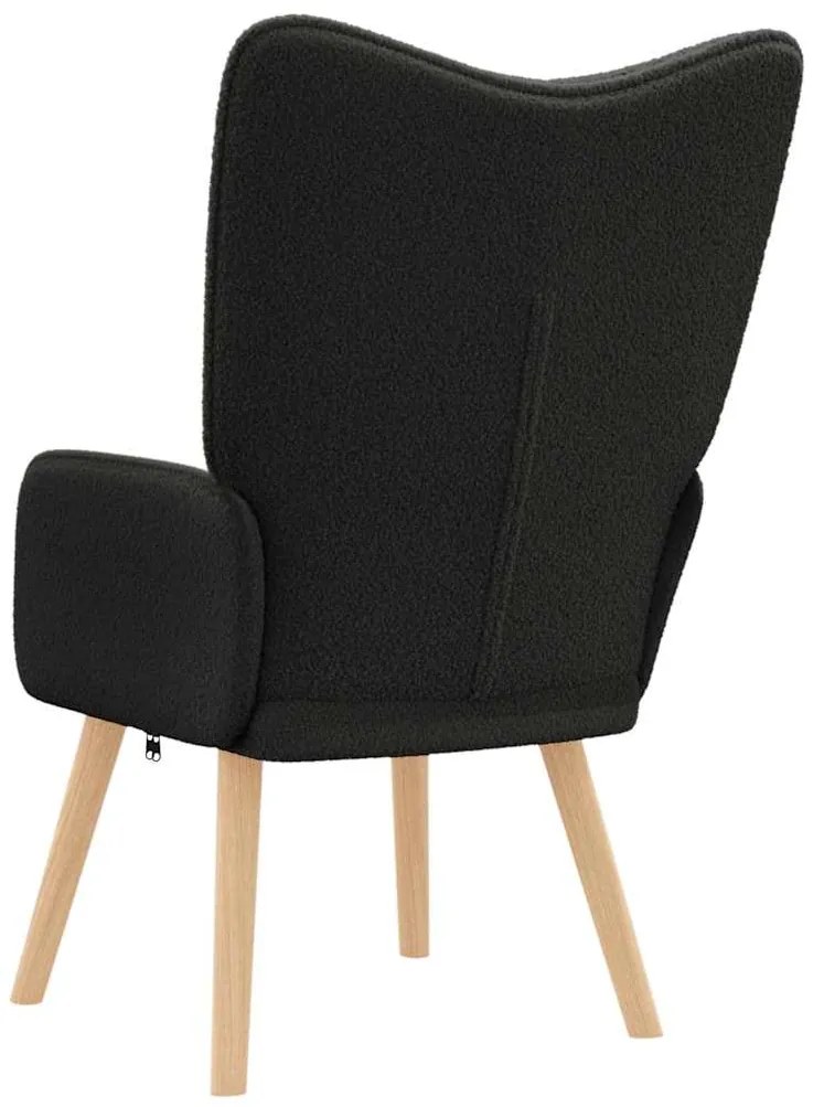 Poltrona Relaxante vidaXL Preto em Tecido Tipo Lã Enrolada