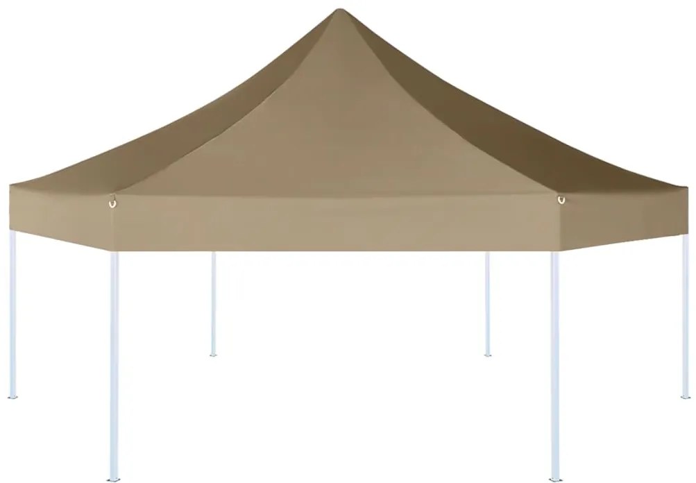 Tenda pop-up hexag. dobrável 3,6x3,1m 220g/m² cinza-acastanhado