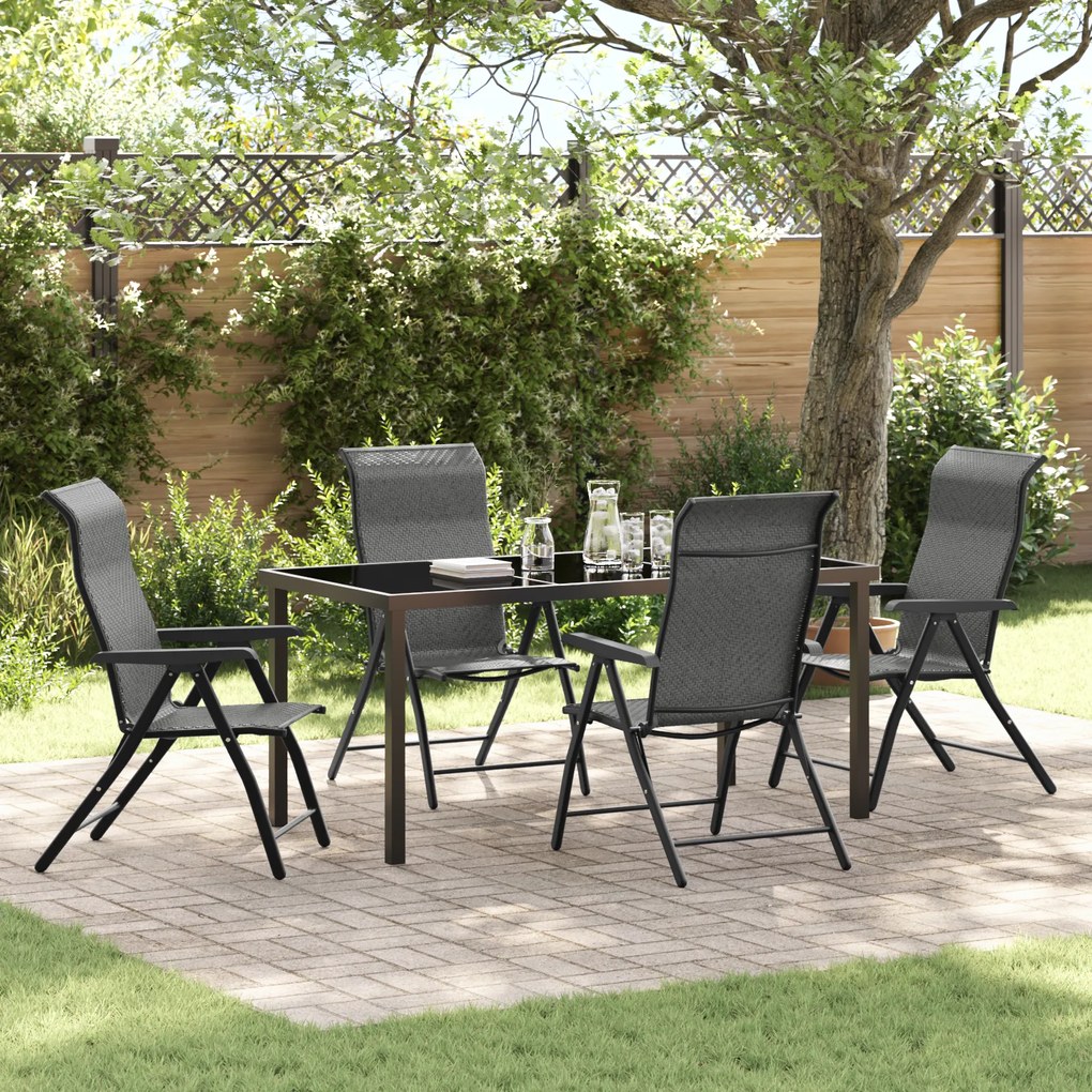 vidaXL Conjunto de Jantar de 5 Peças de Jardim Cinza em Rattan de Polietileno