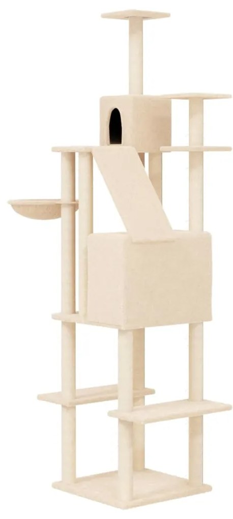 Árvore p/ gatos c/ postes arranhadores sisal 201 cm cor creme