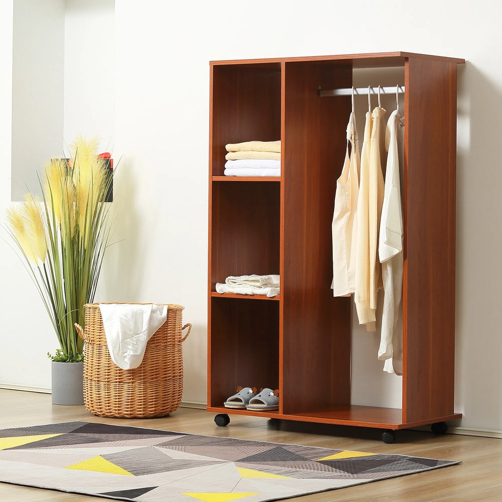 Guarda roupa aberto 80 x 40 x 128 cm Painéis de aglomerado Cor nogueira