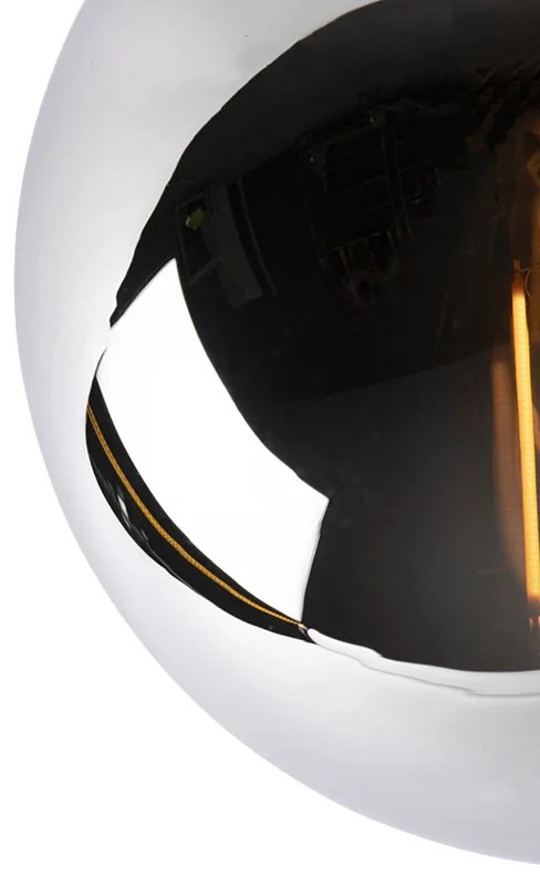 Candeeiro de teto Art Deco preto com vidro fumê - Pallon