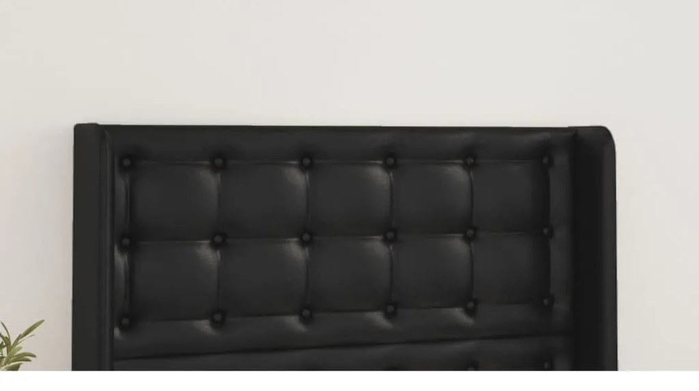 Cabeceira de cama c/ abas couro artif. 103x16x118/128 cm preto