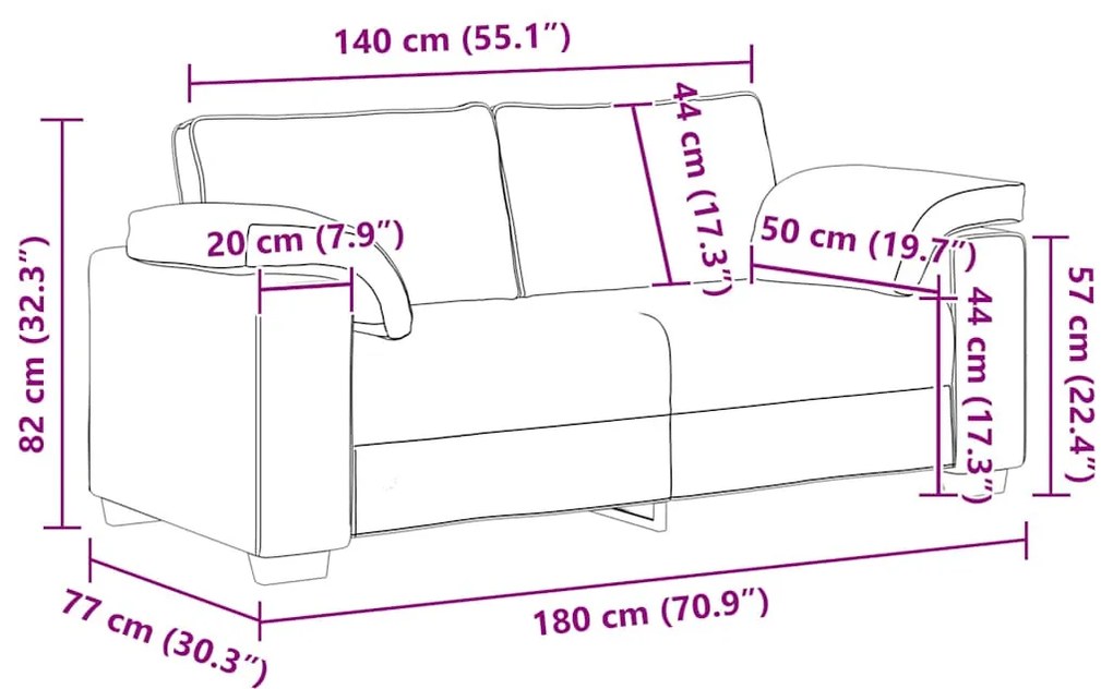 Sofá-luvas 140 cm veludo rosa