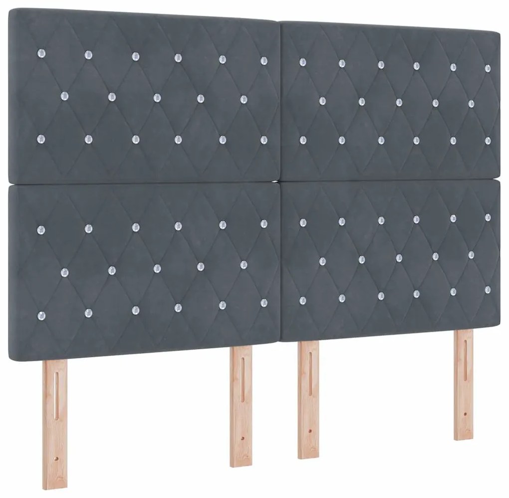 Cama Box Spring vidaXL com Colchão e LED Cinza Escuro 140x200 cm Velud