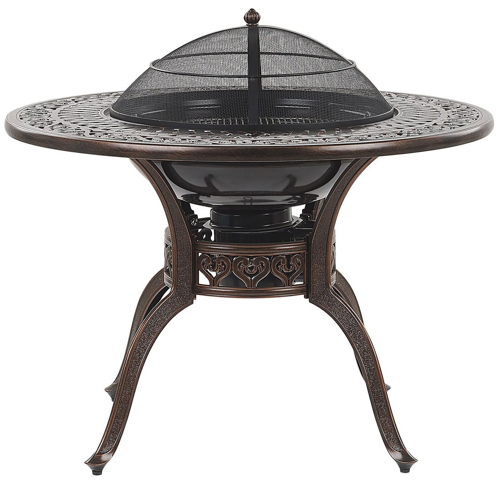 Mesa de jardim com lareira em alumínio castanho escuro ⌀ 105 cm MANFRIA Beliani
