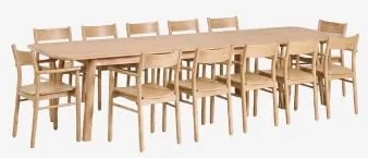 Conjunto De Mesa Extensível Treveris 220-320x95 Cm E 12 Cadeiras De Jantar Em Madeira De Carvalho Mara Signature Castanho Roble - Sklum