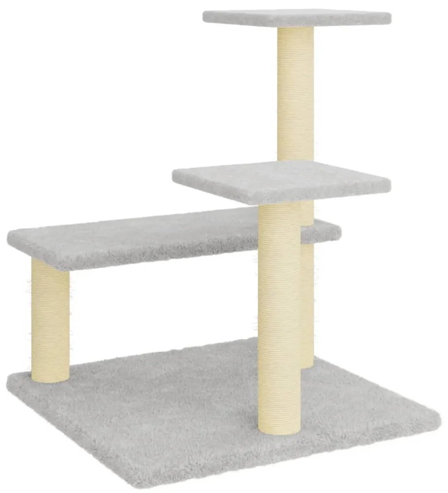 Árvore p/ gatos c/ postes arranhadores sisal 61 cm cinza-claro