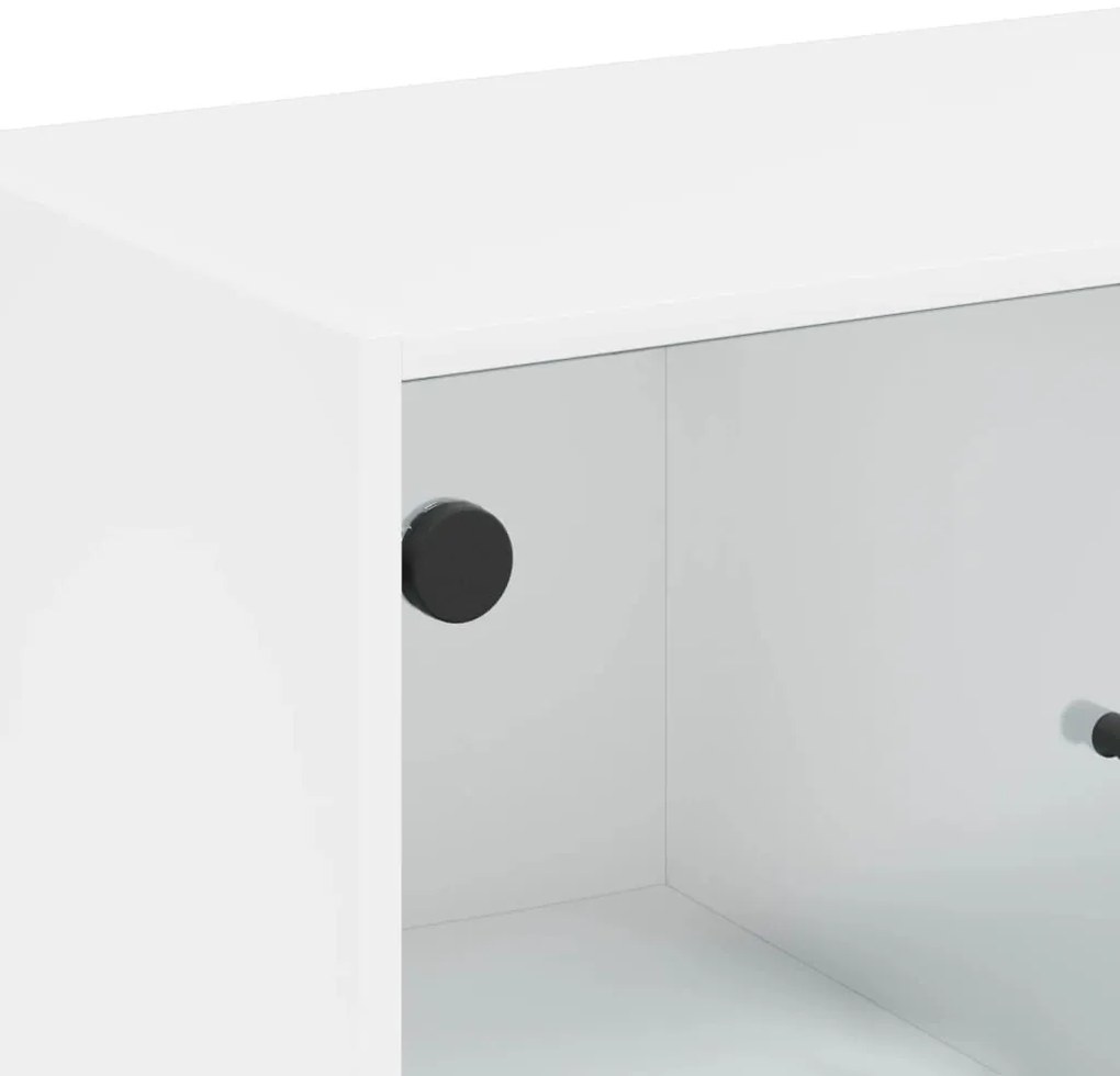 Armário de apoio c/ portas de vidro 68x37x75,5 cm branco