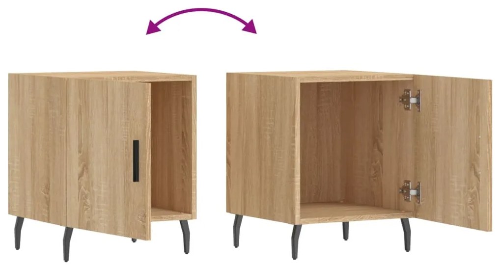Mesa cabeceira 2pcs 40x40x50cm deriv. madeira carvalho sonoma