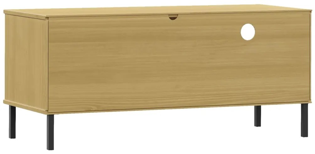 Móvel de TV c/ pernas de metal pinho maciço OSLO castanho