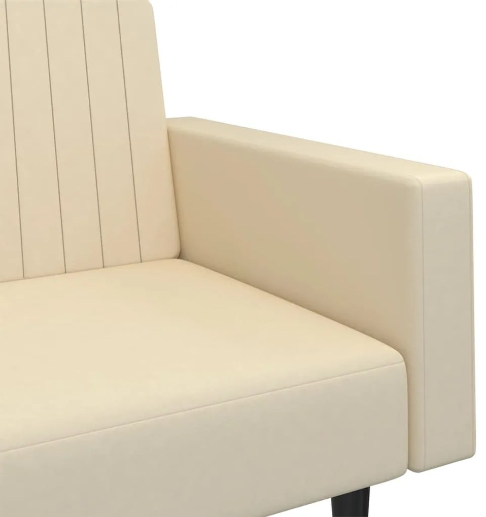 Sofá-cama de 2 lugares veludo cor creme