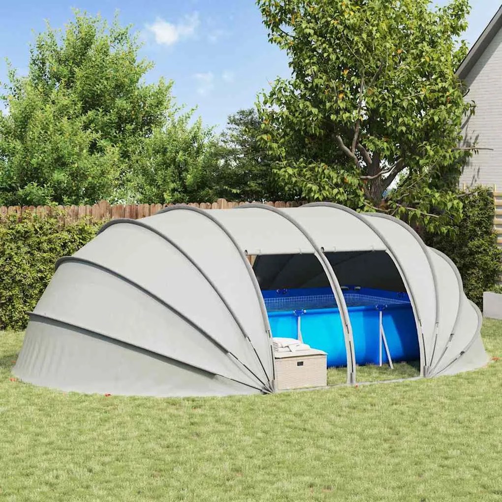 vidaXL Tenda de Piscina Domo Cinzeto 538 x 440 x 204 cm