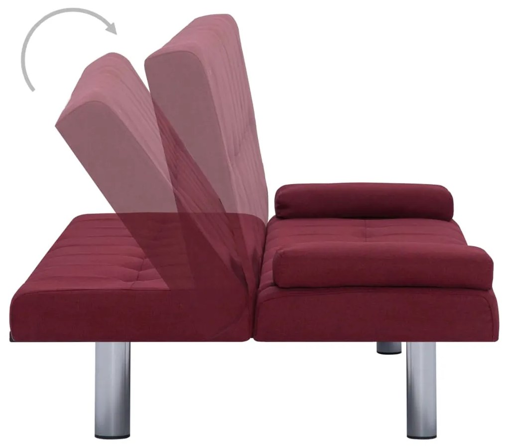 Sofá Cama Vivian - Cor Vermelho Escuro - Em Tecido, Estrutura em Madei