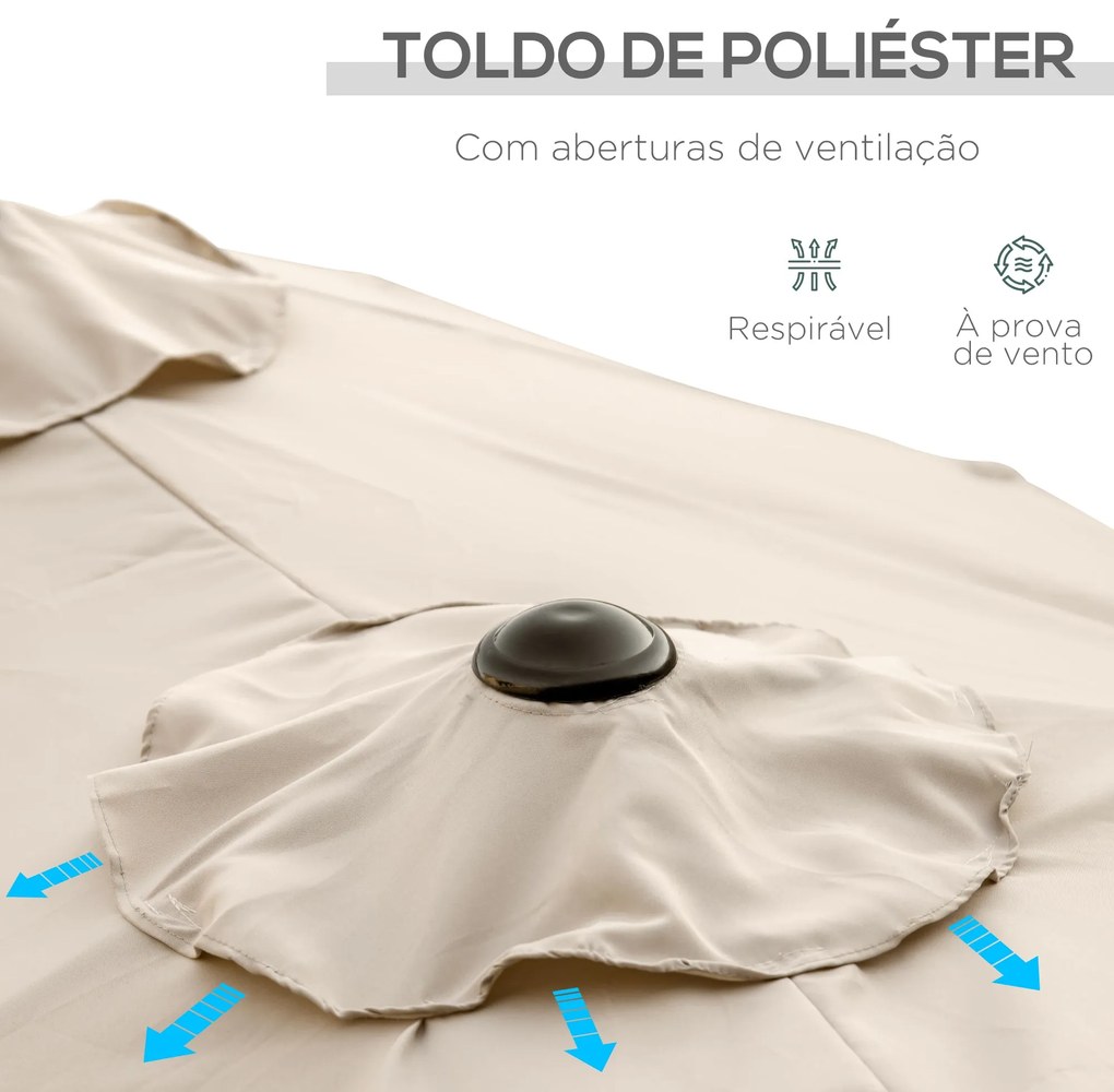 Chapéu de Sol Duplo 295x152x222 cm Chapéu de Sol de Jardim com Inclina