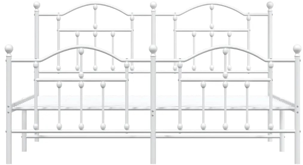 Estrutura de cama com cabeceira e pés 183x213 cm metal branco