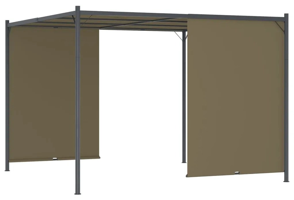 Pérgola jardim telhado retrátil 3x3m 180 g/m² cinza-acastanhado