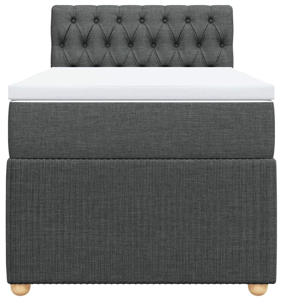 Cama com molas/colchão 90x190 cm tecido cinza-escuro