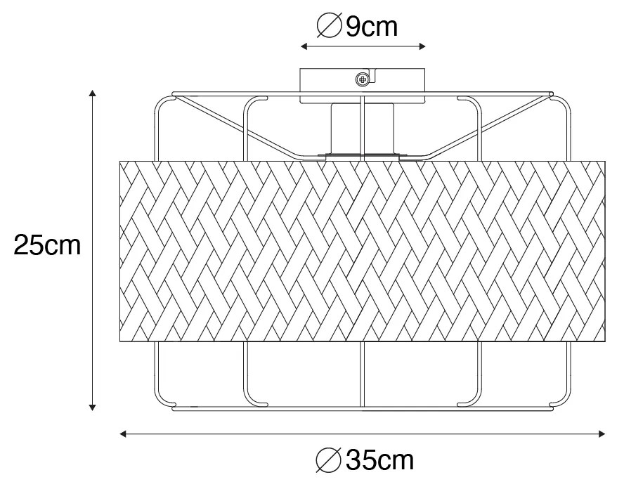 Candeeiro de teto oriental preto com bambu - Irena