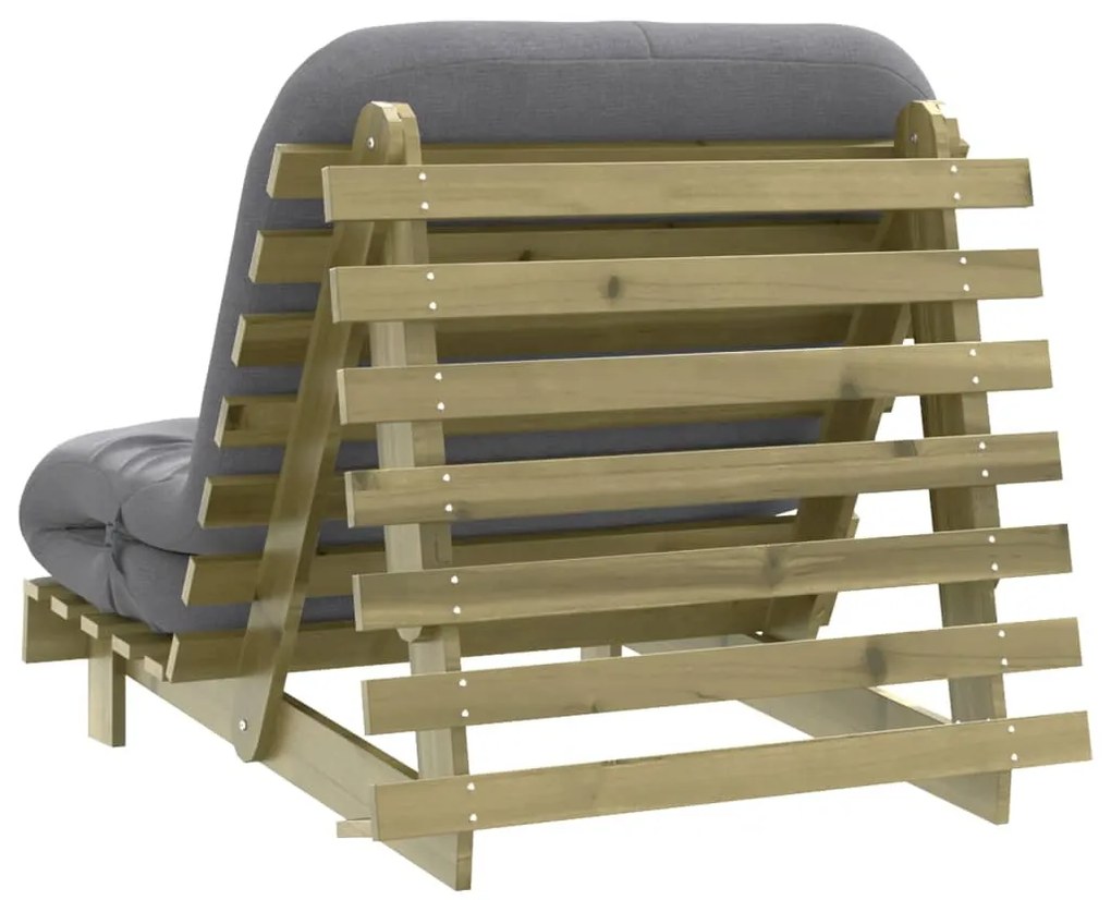 Sofá-cama futon c/ colchão 90x206x11cm madeira pinho impregnada