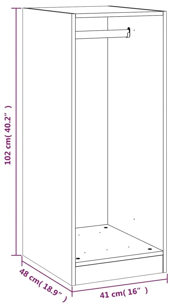 Roupeiro 48x41x102 cm derivados de madeira cinzento sonoma