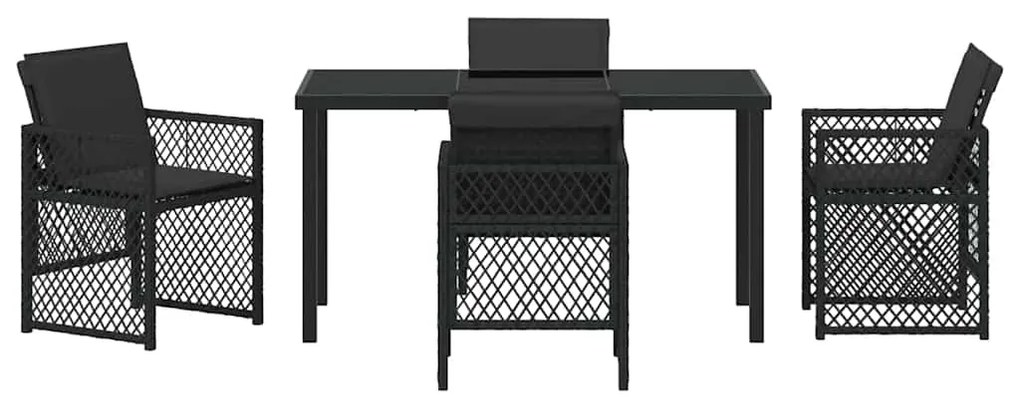 Conjunto de Jantar de 5 Peças do vidaXL com Almofadas Pretas de Poli R