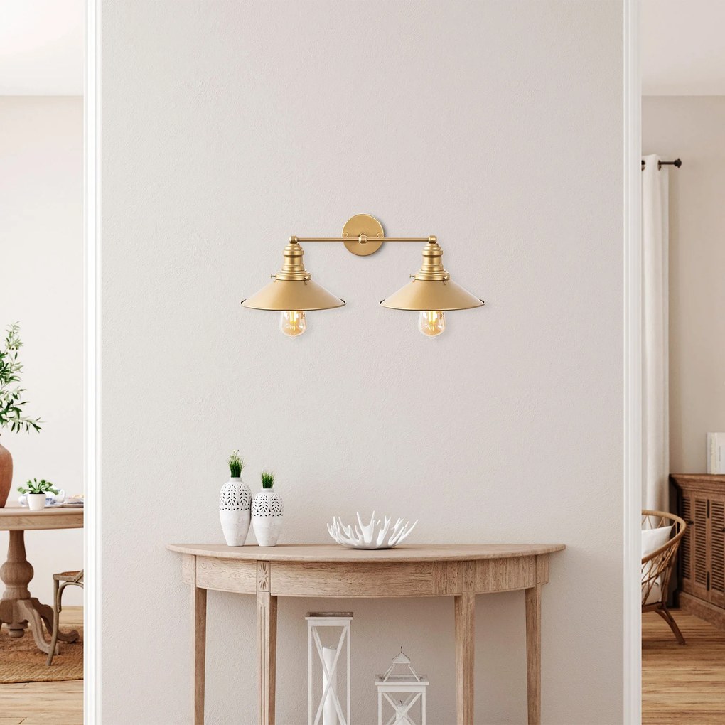 Candeeiro de Parede Conical – Dourado – 55 x 27 x 20 cm