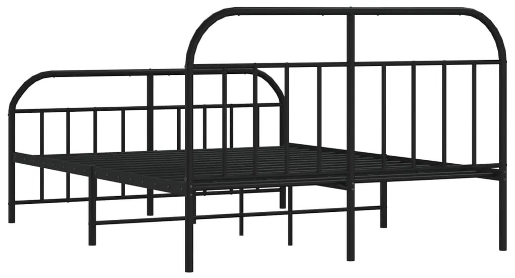 Estrutura de cama com cabeceira e pés 140x200 cm metal preto