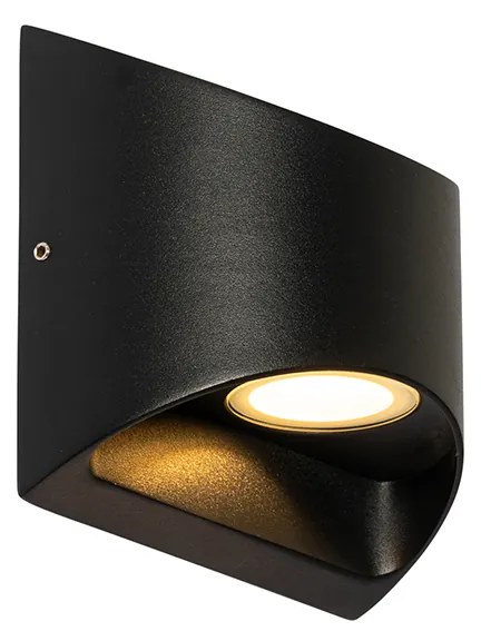 Candeeiro de parede exterior moderno preto com LED 2 luzes IP54 - Mal