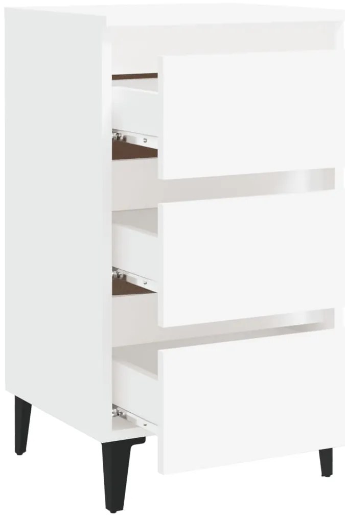 Mesa de cabeceira c/ pernas em metal 40x35x69 cm branco
