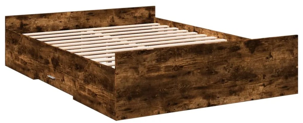 Estrutura de cama c/ gavetas derivados madeira carvalho fumado