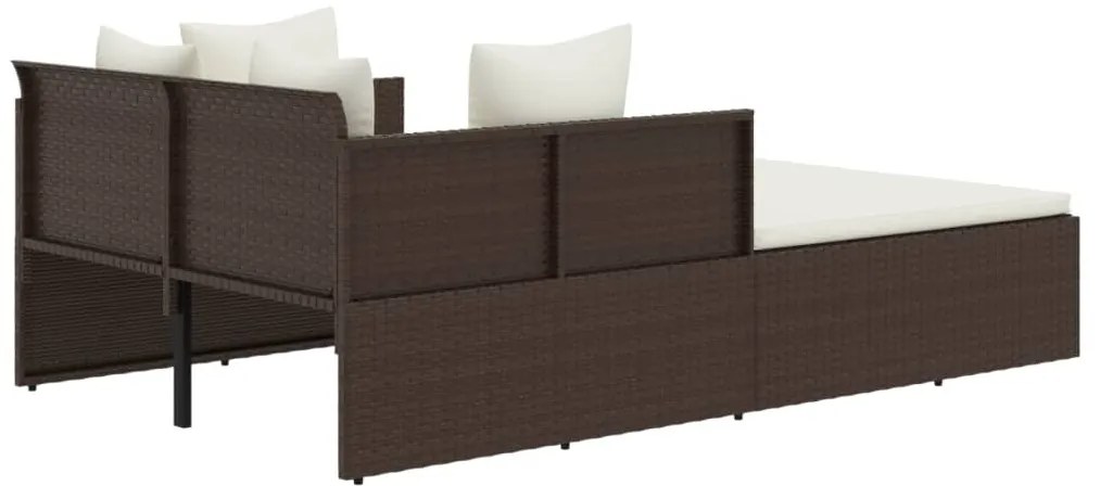 Espreguiçadeira c/ almofadões 182x118x63 cm vime PE castanho