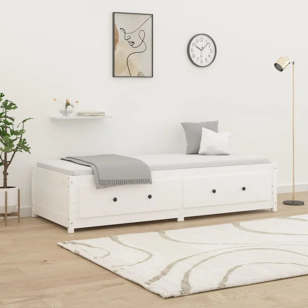 821590 vidaXL Sofá-cama 90 x 200 cm madeira de pinho maciça branco